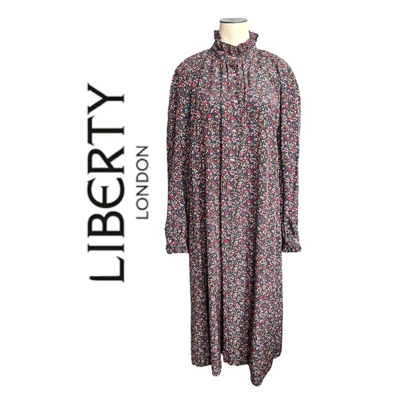 Vintage 1970s 80s Liberty London Silk Dress // S M L - Picture 1 of 8